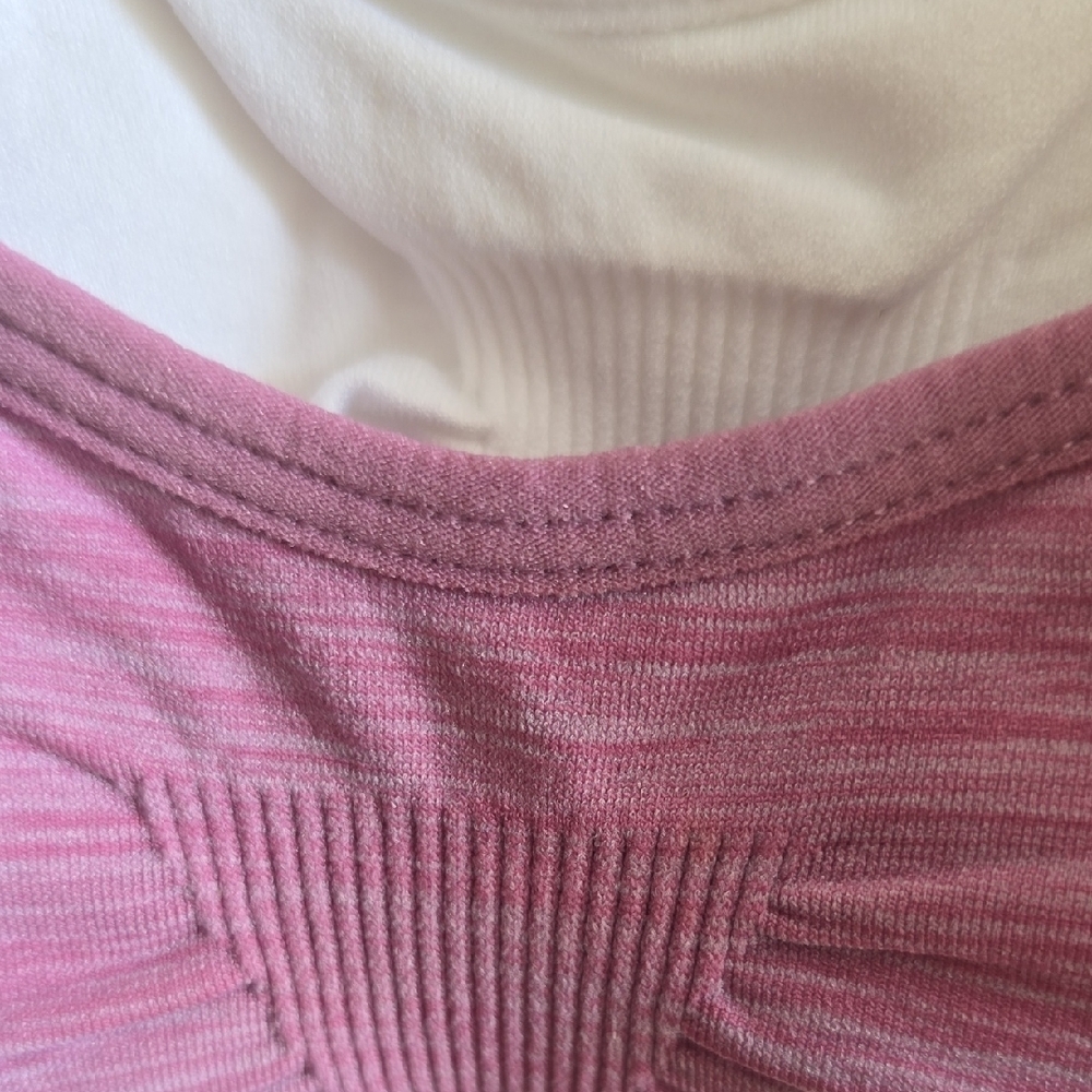 Lily of France Seamless Comfort Bralette - Pink and White - Picture 8 of 14